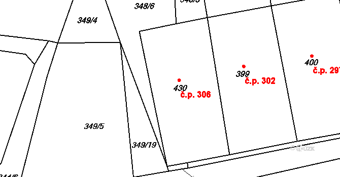 Straškov 306, Straškov-Vodochody na parcele st. 430 v KÚ Straškov, Katastrální mapa