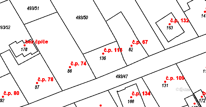 Juřinka 113, Valašské Meziříčí na parcele st. 136 v KÚ Juřinka, Katastrální mapa