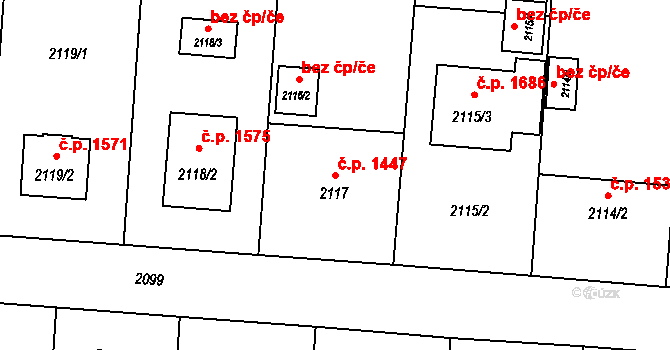 Petřvald 1447 na parcele st. 2117 v KÚ Petřvald u Karviné, Katastrální mapa