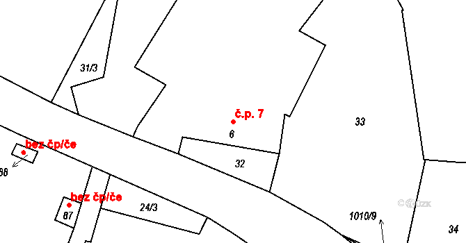 Štipoklasy 7, Horní Kněžeklady na parcele st. 6 v KÚ Štipoklasy, Katastrální mapa