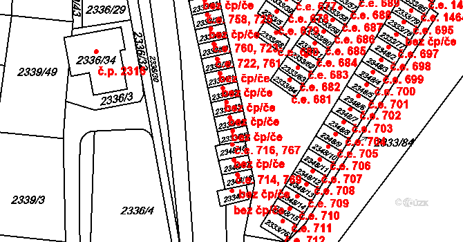 Pelhřimov 766 na parcele st. 2333/74 v KÚ Pelhřimov, Katastrální mapa