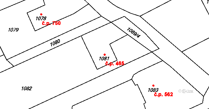 Jablunkov 465 na parcele st. 1081 v KÚ Jablunkov, Katastrální mapa