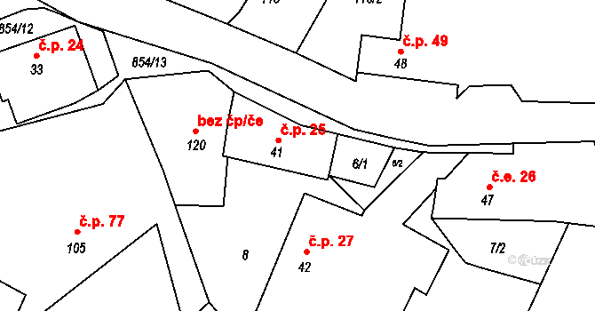 Drahobudice 25 na parcele st. 41 v KÚ Drahobudice, Katastrální mapa