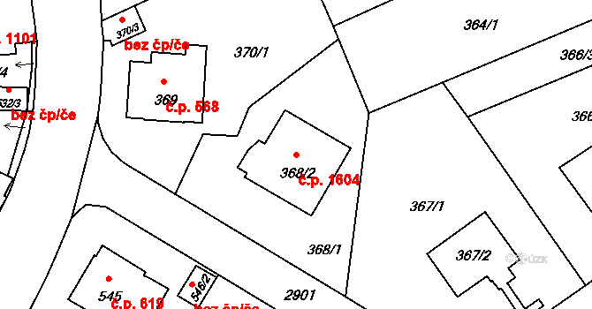 Braník 1604, Praha na parcele st. 368/2 v KÚ Braník, Katastrální mapa