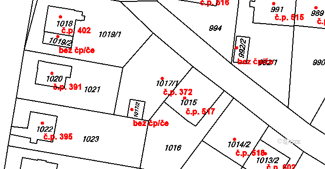 Řepy 372, Praha na parcele st. 1017/1 v KÚ Řepy, Katastrální mapa