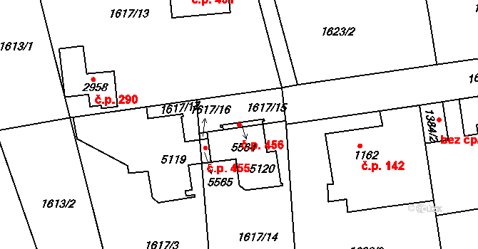 Kryblice 456, Trutnov na parcele st. 5120 v KÚ Trutnov, Katastrální mapa