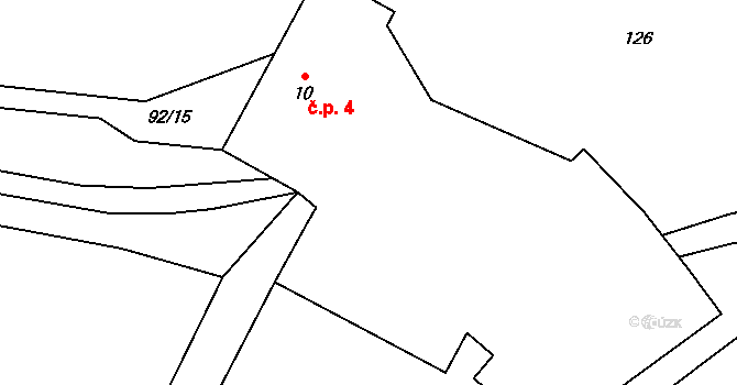 Lipiny 4, Nečín na parcele st. 10 v KÚ Lipiny, Katastrální mapa