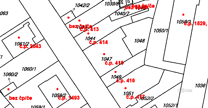 České Budějovice 5 415, České Budějovice na parcele st. 1047 v KÚ České Budějovice 5, Katastrální mapa