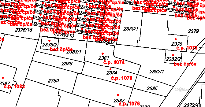 České Budějovice 5 1074, České Budějovice na parcele st. 2381 v KÚ České Budějovice 5, Katastrální mapa