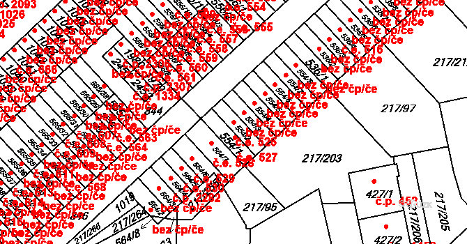 Sezimovo Ústí 526 na parcele st. 554/2 v KÚ Sezimovo Ústí, Katastrální mapa