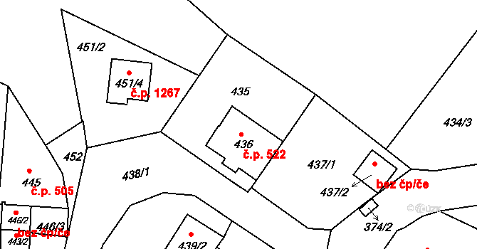 Liberec XIV-Ruprechtice 522, Liberec na parcele st. 436 v KÚ Ruprechtice, Katastrální mapa
