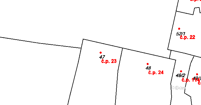 Křečhoř 23 na parcele st. 47 v KÚ Křečhoř, Katastrální mapa