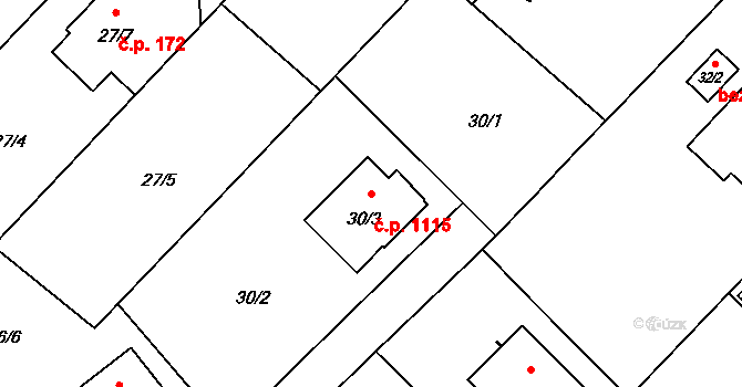 Ráj 1115, Karviná na parcele st. 30/3 v KÚ Ráj, Katastrální mapa