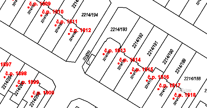 Bolevec 1813, Plzeň na parcele st. 2214/169 v KÚ Bolevec, Katastrální mapa