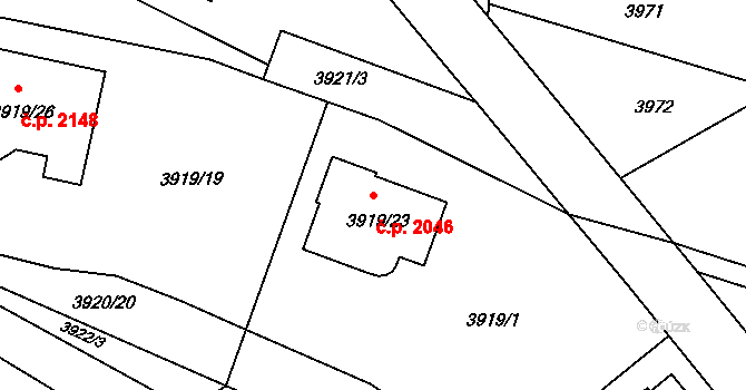 Velké Meziříčí 2046 na parcele st. 3919/23 v KÚ Velké Meziříčí, Katastrální mapa