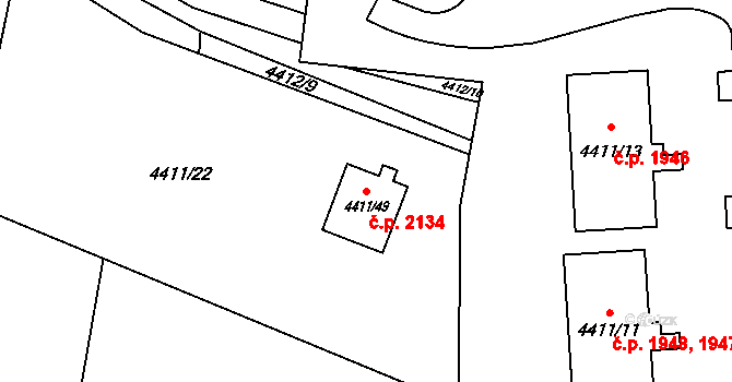 Zábřeh 2134 na parcele st. 4411/49 v KÚ Zábřeh na Moravě, Katastrální mapa