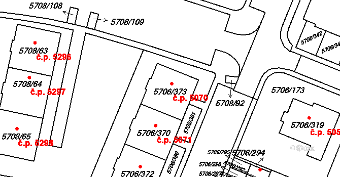 Jihlava 5070 na parcele st. 5706/373 v KÚ Jihlava, Katastrální mapa