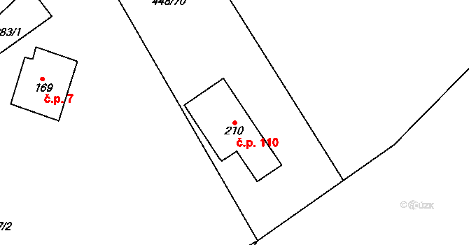 Horní Studenec 110, Ždírec nad Doubravou na parcele st. 210 v KÚ Horní Studenec, Katastrální mapa