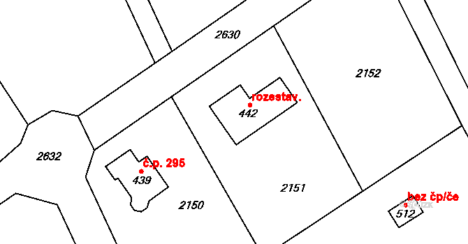 Jenišovice 289 na parcele st. 442 v KÚ Jenišovice u Jablonce nad Nisou, Katastrální mapa