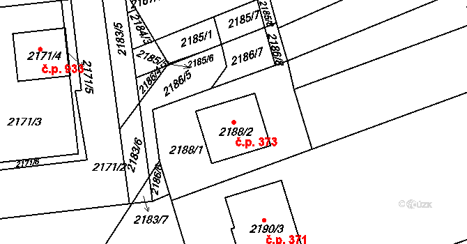 Nivnice 373 na parcele st. 2188/2 v KÚ Nivnice, Katastrální mapa