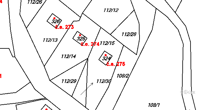 Podhrad 275, Cheb na parcele st. 324 v KÚ Podhrad, Katastrální mapa