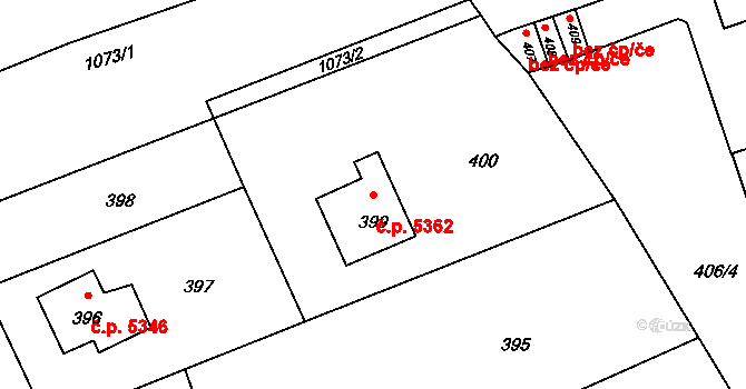Třebovice 5362, Ostrava na parcele st. 399 v KÚ Třebovice ve Slezsku, Katastrální mapa