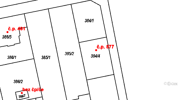 Píšť 577 na parcele st. 384/4 v KÚ Píšť, Katastrální mapa