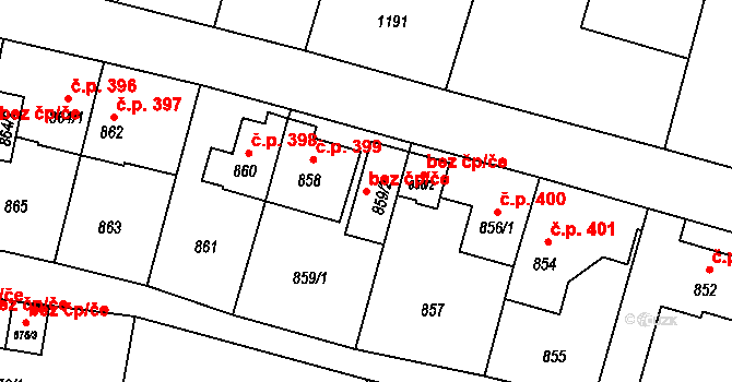 Vítkov 43784747 na parcele st. 859/2 v KÚ Vítkov, Katastrální mapa
