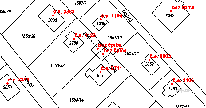 Plzeň 46509747 na parcele st. 974 v KÚ Lhota u Dobřan, Katastrální mapa
