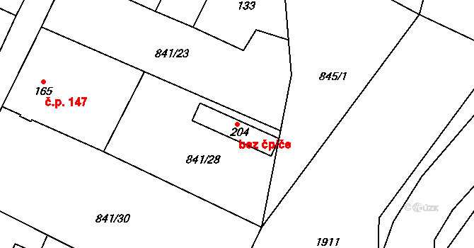 Blšany 47192747 na parcele st. 204 v KÚ Malá Černoc, Katastrální mapa