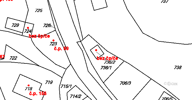 Zaječov 48274747 na parcele st. 736/2 v KÚ Kvaň, Katastrální mapa