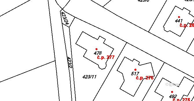 Luby 277, Klatovy na parcele st. 478 v KÚ Luby, Katastrální mapa