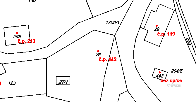 Dolní Libchavy 142, Libchavy na parcele st. 26 v KÚ Dolní Libchavy, Katastrální mapa