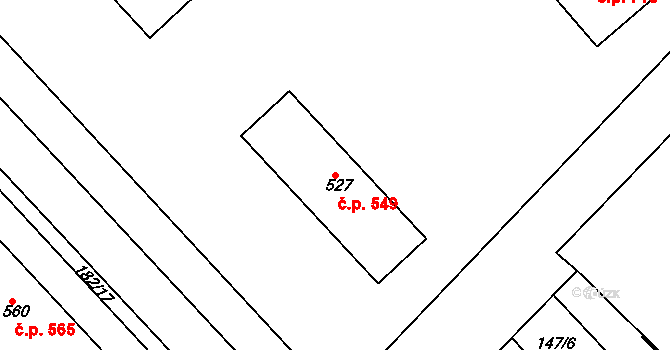 Lobeček 549, Kralupy nad Vltavou na parcele st. 527 v KÚ Lobeček, Katastrální mapa