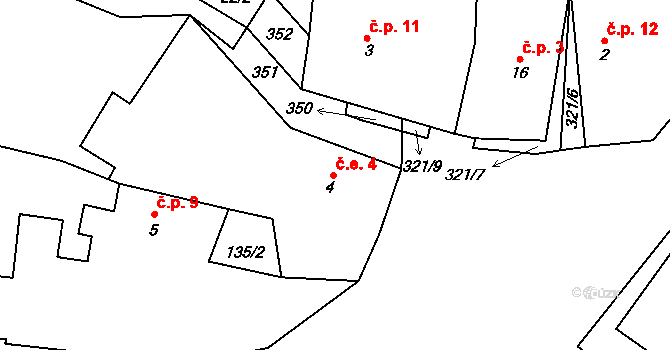 Bradné 4, Čachrov na parcele st. 4 v KÚ Bradné, Katastrální mapa