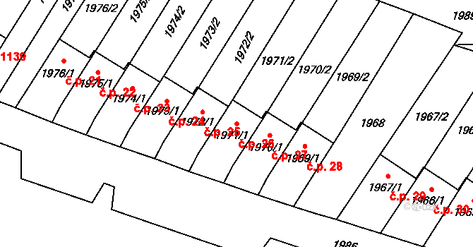 Mohelnice 26 na parcele st. 1971/1 v KÚ Mohelnice, Katastrální mapa