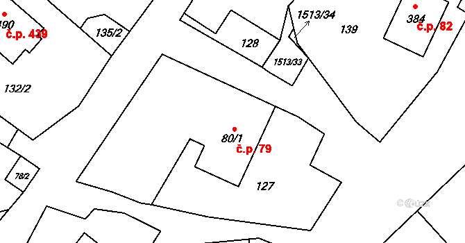 Libhošť 79 na parcele st. 80/1 v KÚ Libhošť, Katastrální mapa