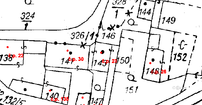 Dolní Sekyřany 23, Heřmanova Huť na parcele st. 143 v KÚ Dolní Sekyřany, Katastrální mapa