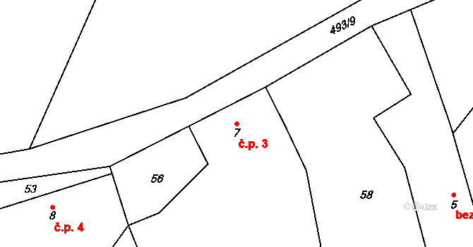 Kamenná Hora 3, Nečtiny na parcele st. 7 v KÚ Kamenná Hora, Katastrální mapa