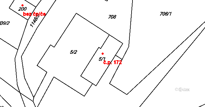 Knapovec 172, Ústí nad Orlicí na parcele st. 5/1 v KÚ Knapovec, Katastrální mapa