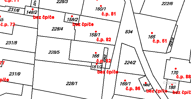 Roudníky 62, Chabařovice na parcele st. 166 v KÚ Roudníky, Katastrální mapa
