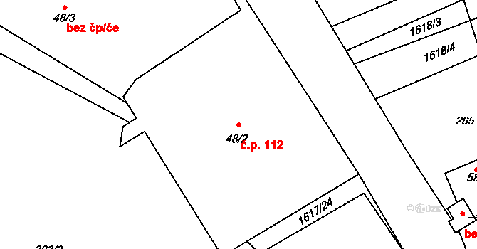 Bolehošť 112 na parcele st. 48/2 v KÚ Bolehošť, Katastrální mapa