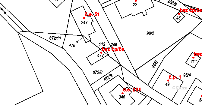 Ostružná 102864748 na parcele st. 246 v KÚ Petříkov u Branné, Katastrální mapa