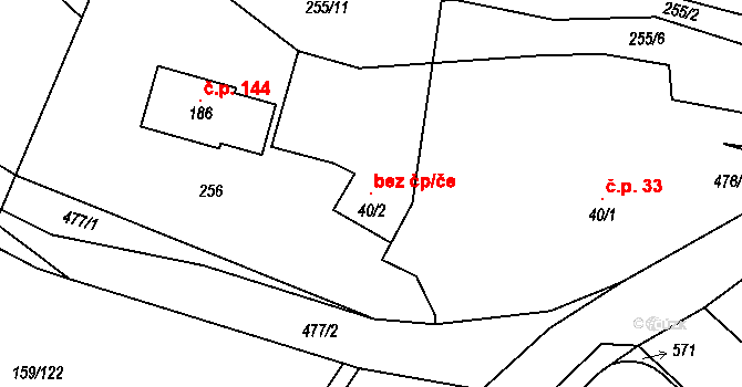 Krašovice 104160748 na parcele st. 40/2 v KÚ Krašovice u Plzně, Katastrální mapa
