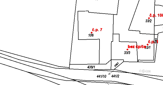 Hrochov 7, Lipová na parcele st. 106 v KÚ Hrochov, Katastrální mapa