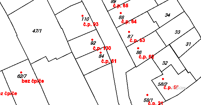 Štětovice 61, Vrbátky na parcele st. 84 v KÚ Štětovice, Katastrální mapa