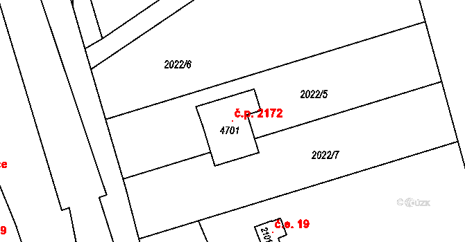 Frenštát pod Radhoštěm 2172 na parcele st. 4701 v KÚ Frenštát pod Radhoštěm, Katastrální mapa
