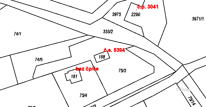 Dvůr Králové nad Labem 5394 na parcele st. 188 v KÚ Sylvárov, Katastrální mapa