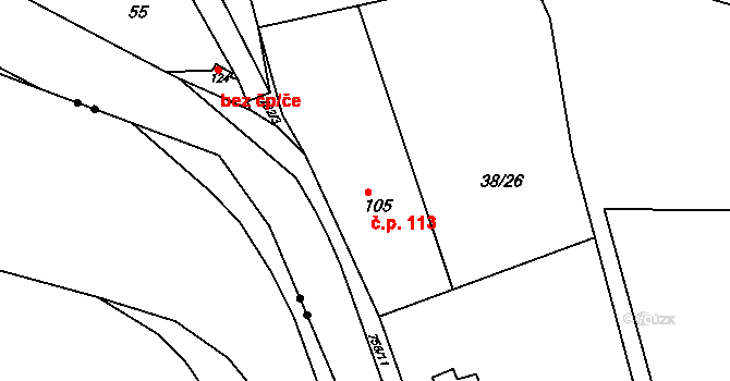 Bítovčice 113 na parcele st. 105 v KÚ Horní Bítovčice, Katastrální mapa