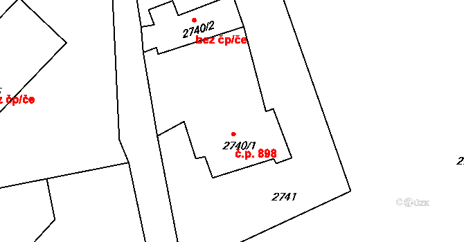 Pod Cvilínem 898, Krnov na parcele st. 2740/1 v KÚ Opavské Předměstí, Katastrální mapa